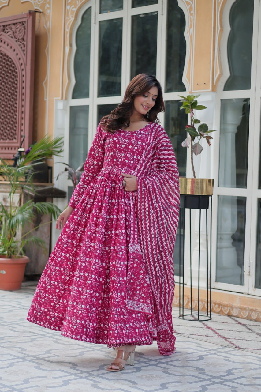 Amazing Classic Dark Peach Color Cotton Fabric Designer Suit