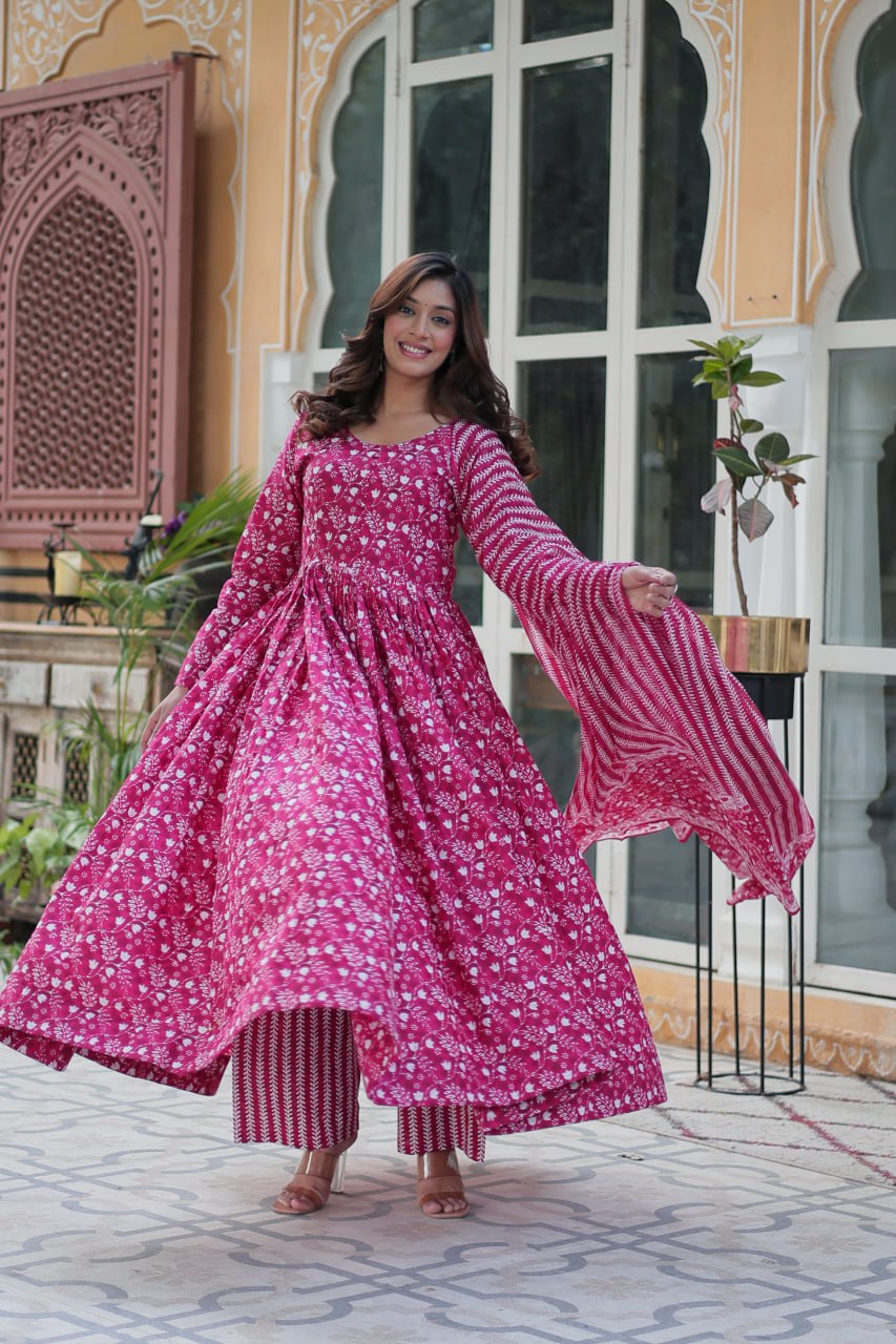 Amazing Classic Dark Peach Color Cotton Fabric Designer Suit