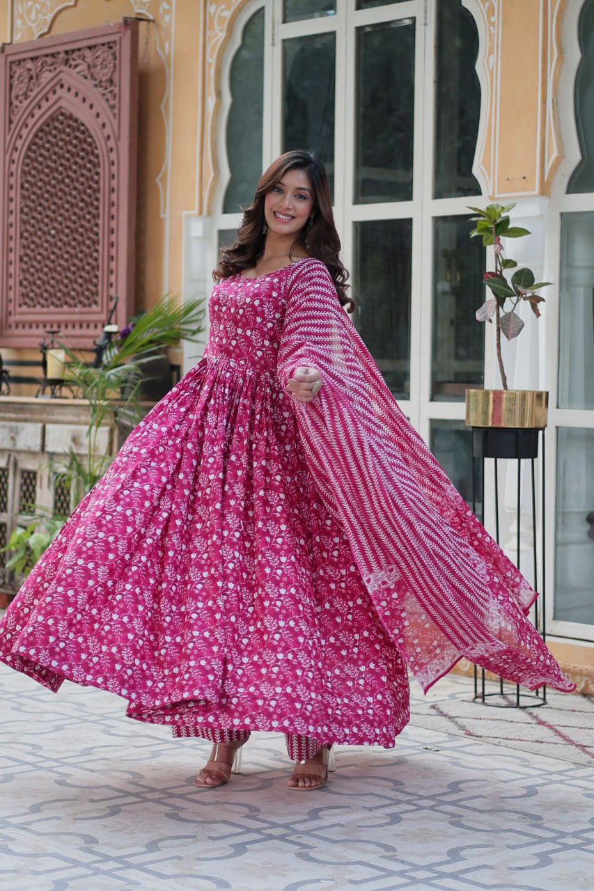 Amazing Classic Dark Peach Color Cotton Fabric Designer Suit