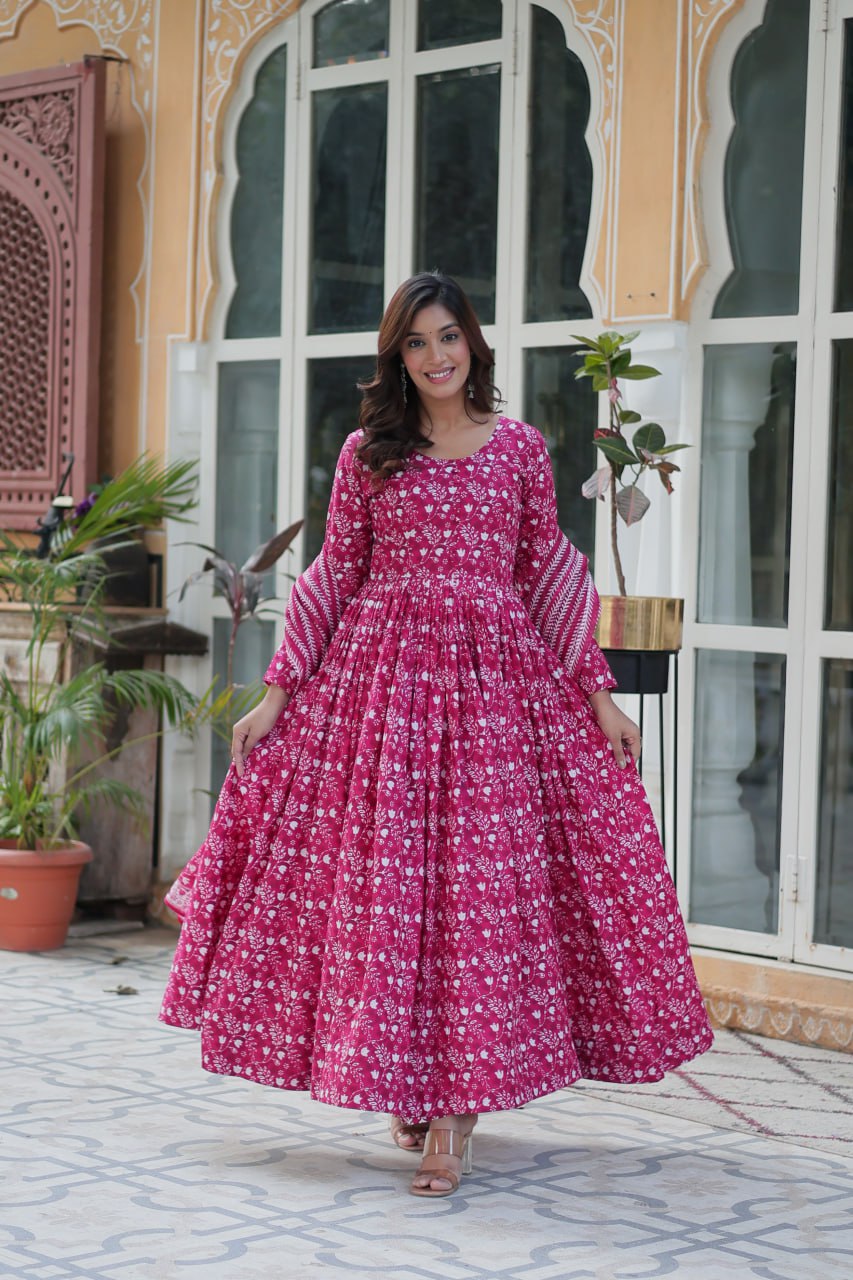 Amazing Classic Dark Peach Color Cotton Fabric Designer Suit
