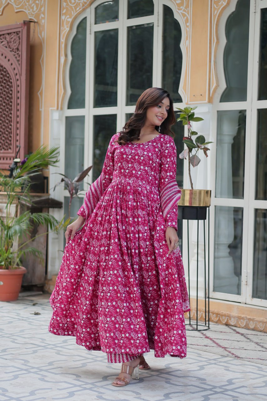 Amazing Classic Dark Peach Color Cotton Fabric Designer Suit
