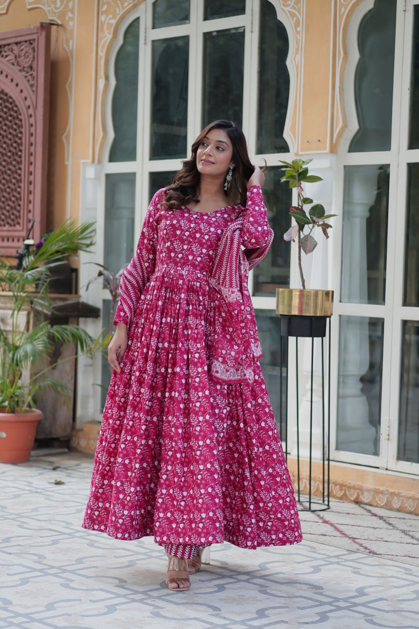 Amazing Classic Dark Peach Color Cotton Fabric Designer Suit