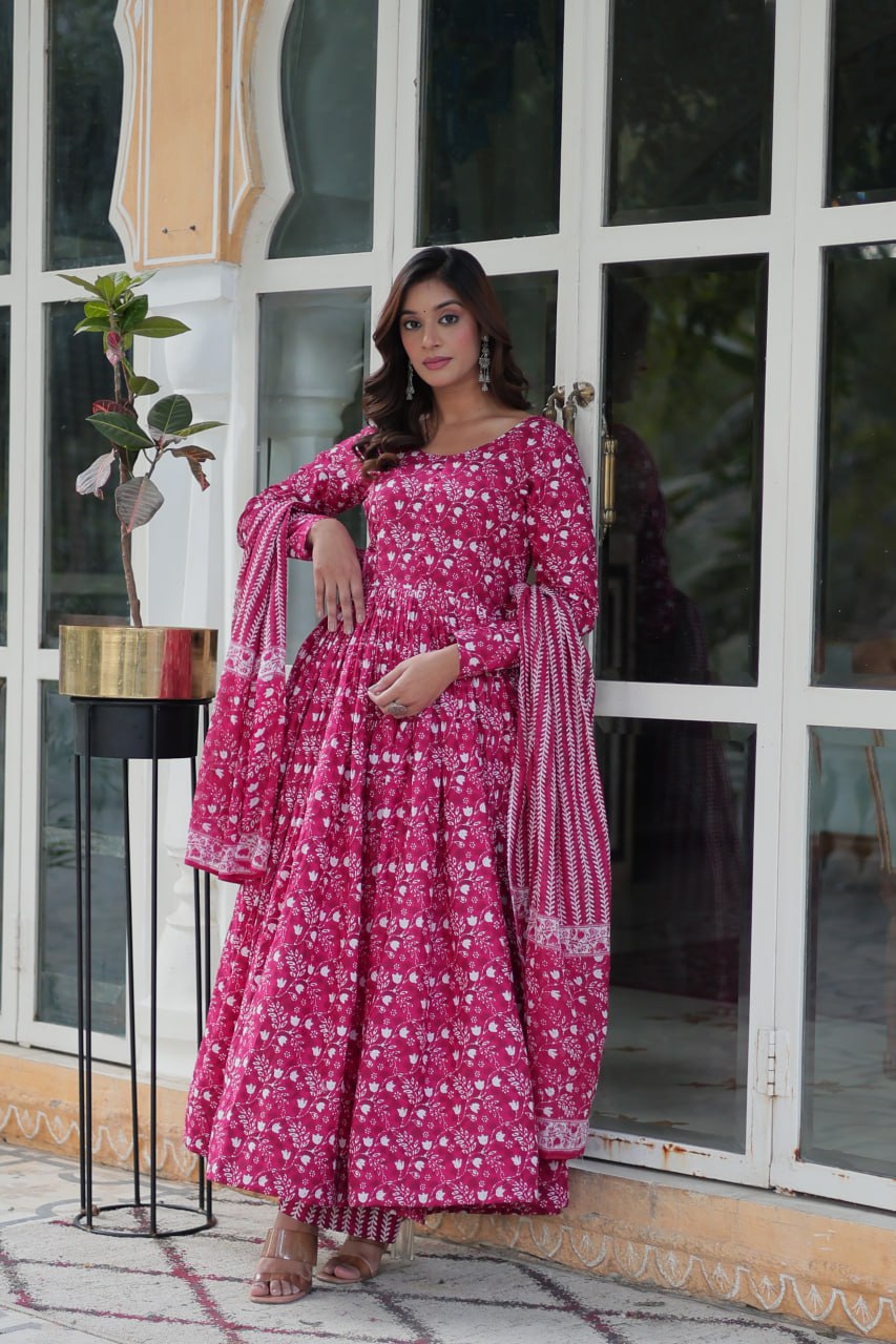 Amazing Classic Dark Peach Color Cotton Fabric Designer Suit