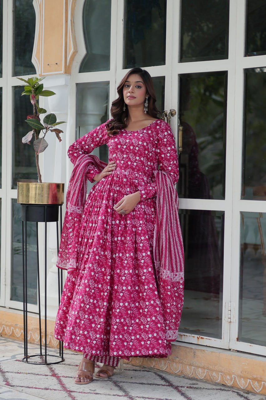 Amazing Classic Dark Peach Color Cotton Fabric Designer Suit