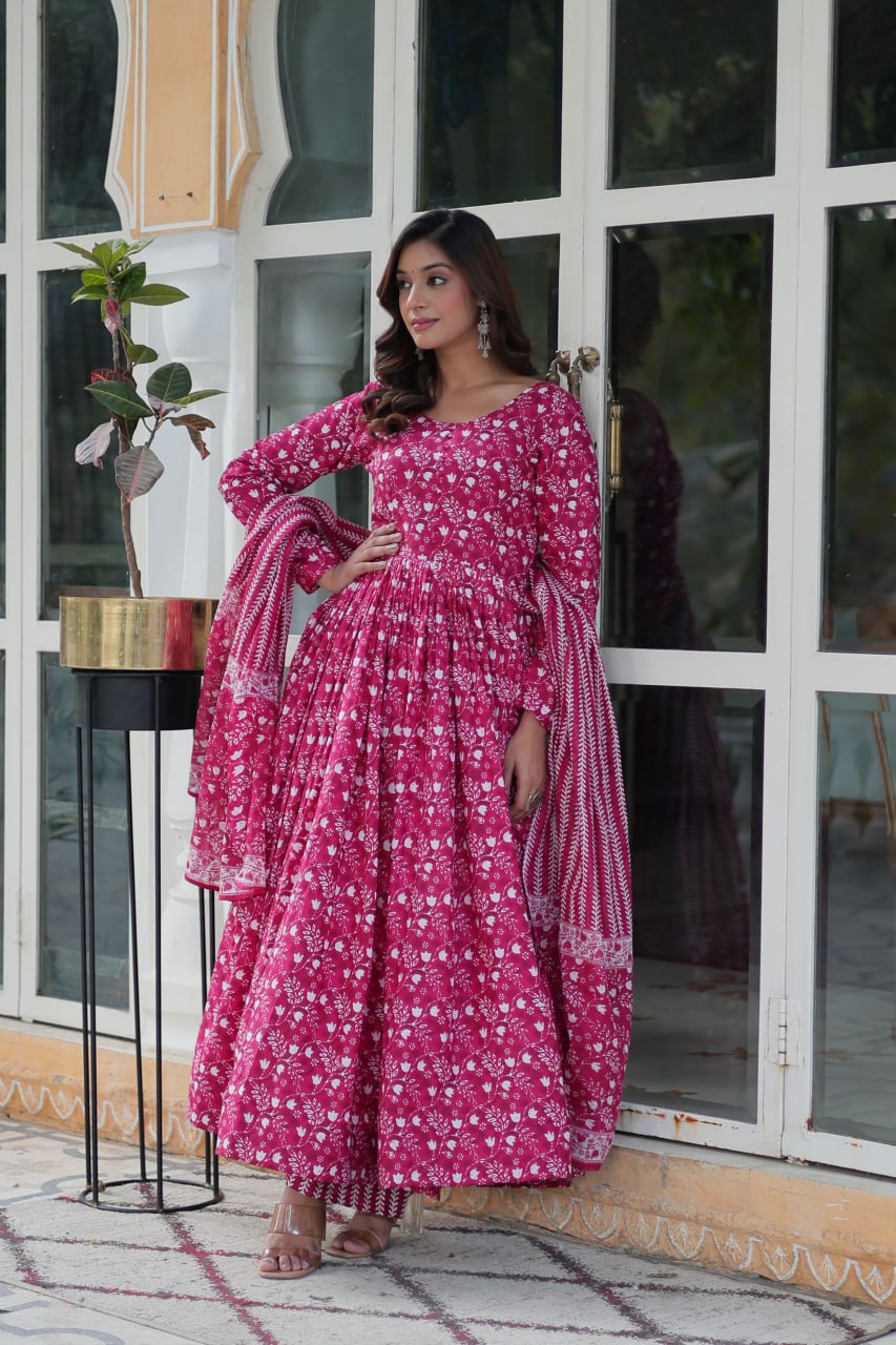 Amazing Classic Dark Peach Color Cotton Fabric Designer Suit
