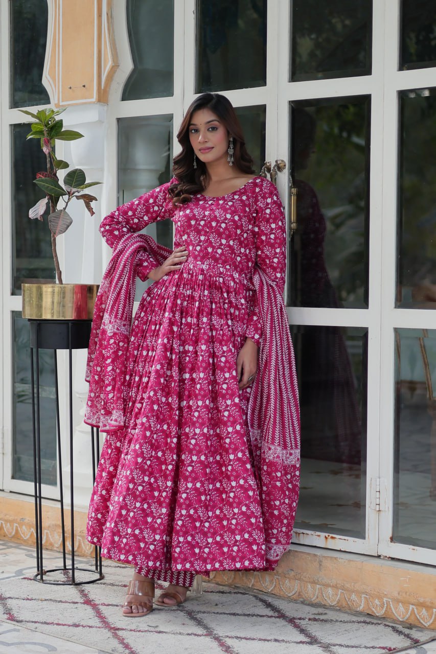 Amazing Classic Dark Peach Color Cotton Fabric Designer Suit