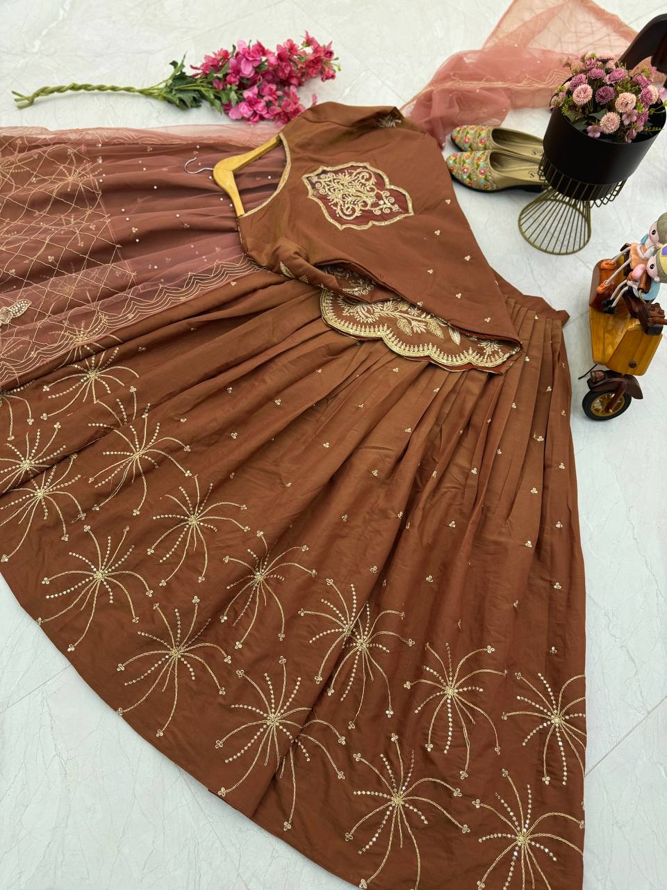 New Designer Party Wear Top, Lehenga & Dupatta Set