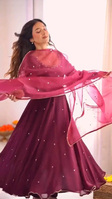 Threaded Grace – Embroidered Fox Georgette Flair Gown