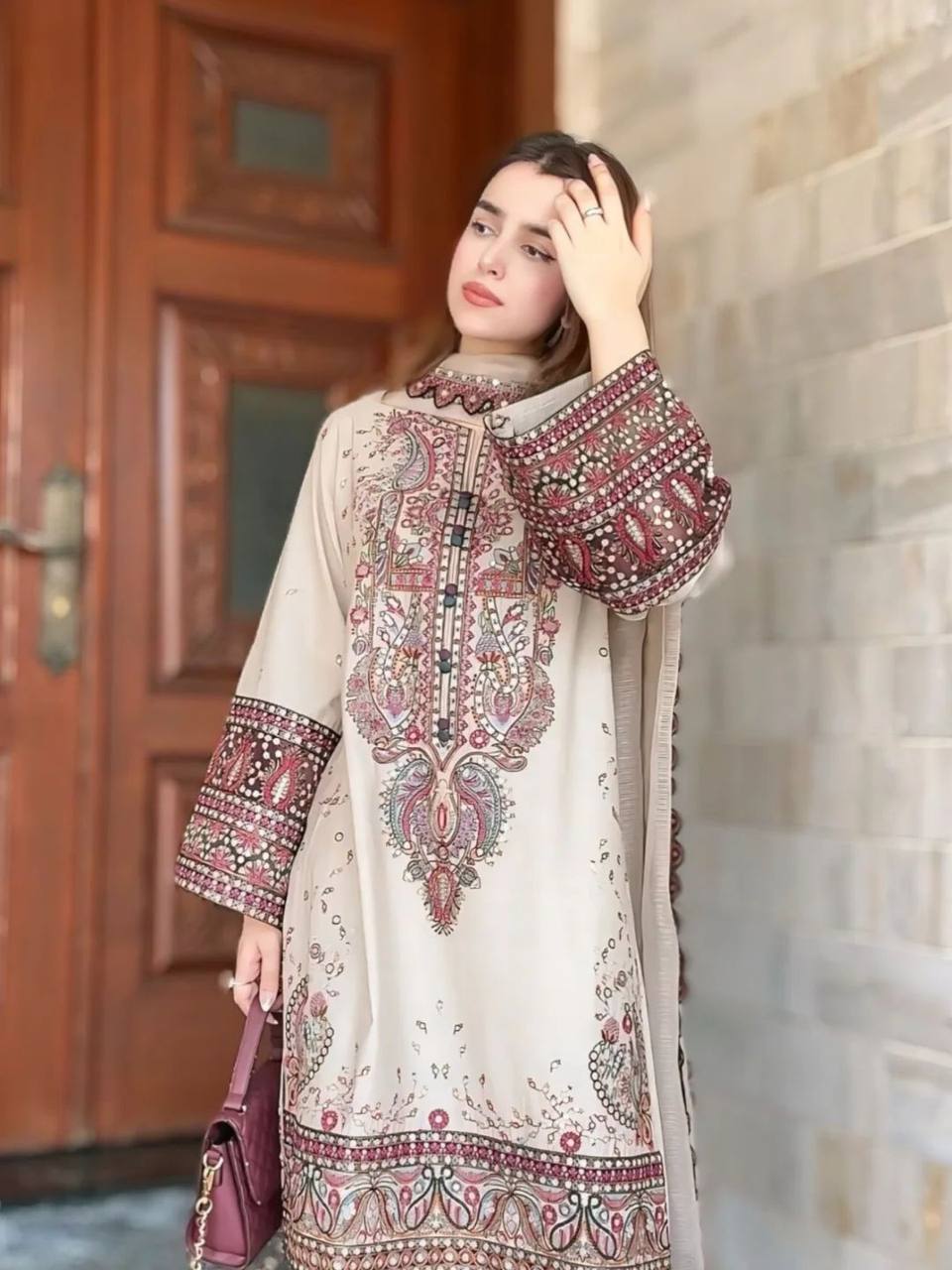 Stylish Partywear Plazzo Suit with Fancy Sequence Detailing