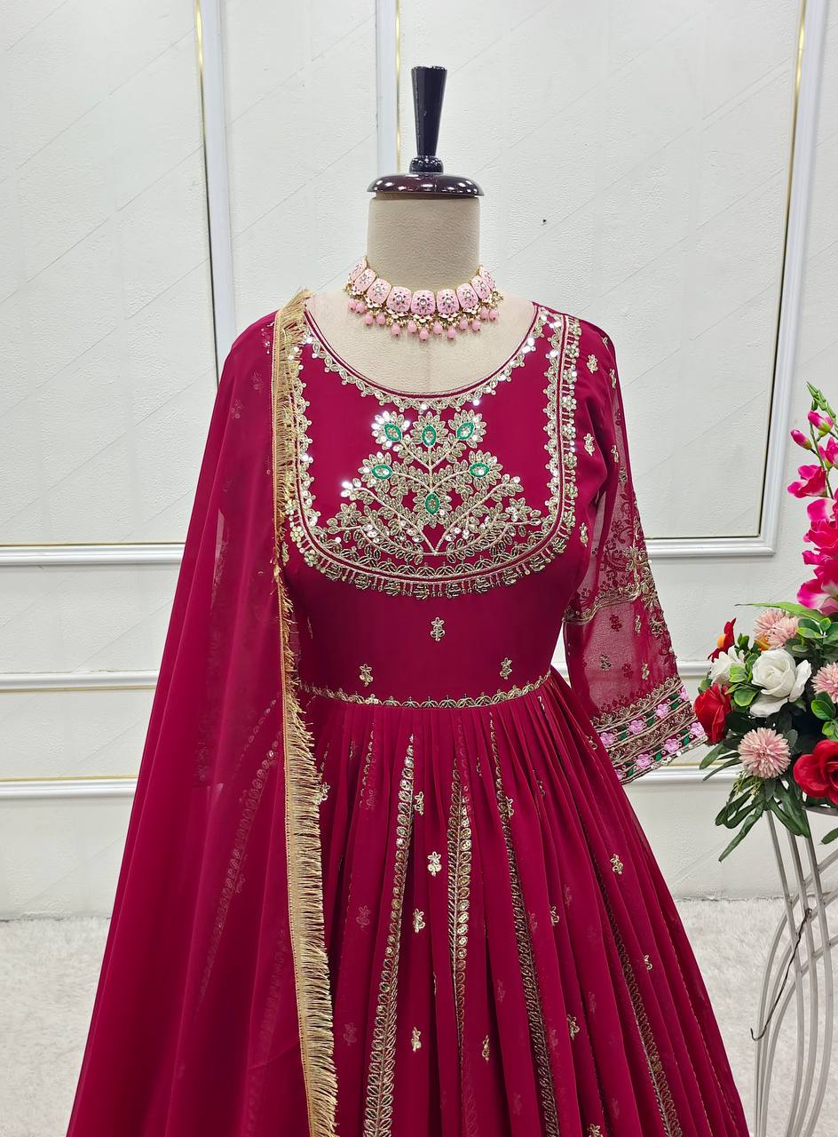 New Collection Designer Georgette Gown Pant Dupatta Set β Premium Quality