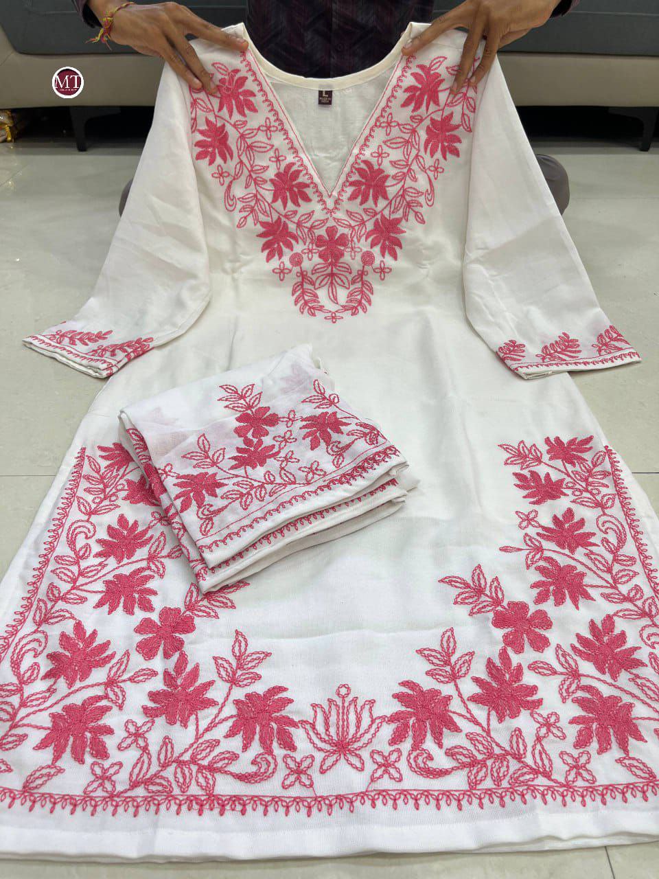 Designer Lilan Kurti Set β Full Embroidery Work | Ethnic Wear for Women