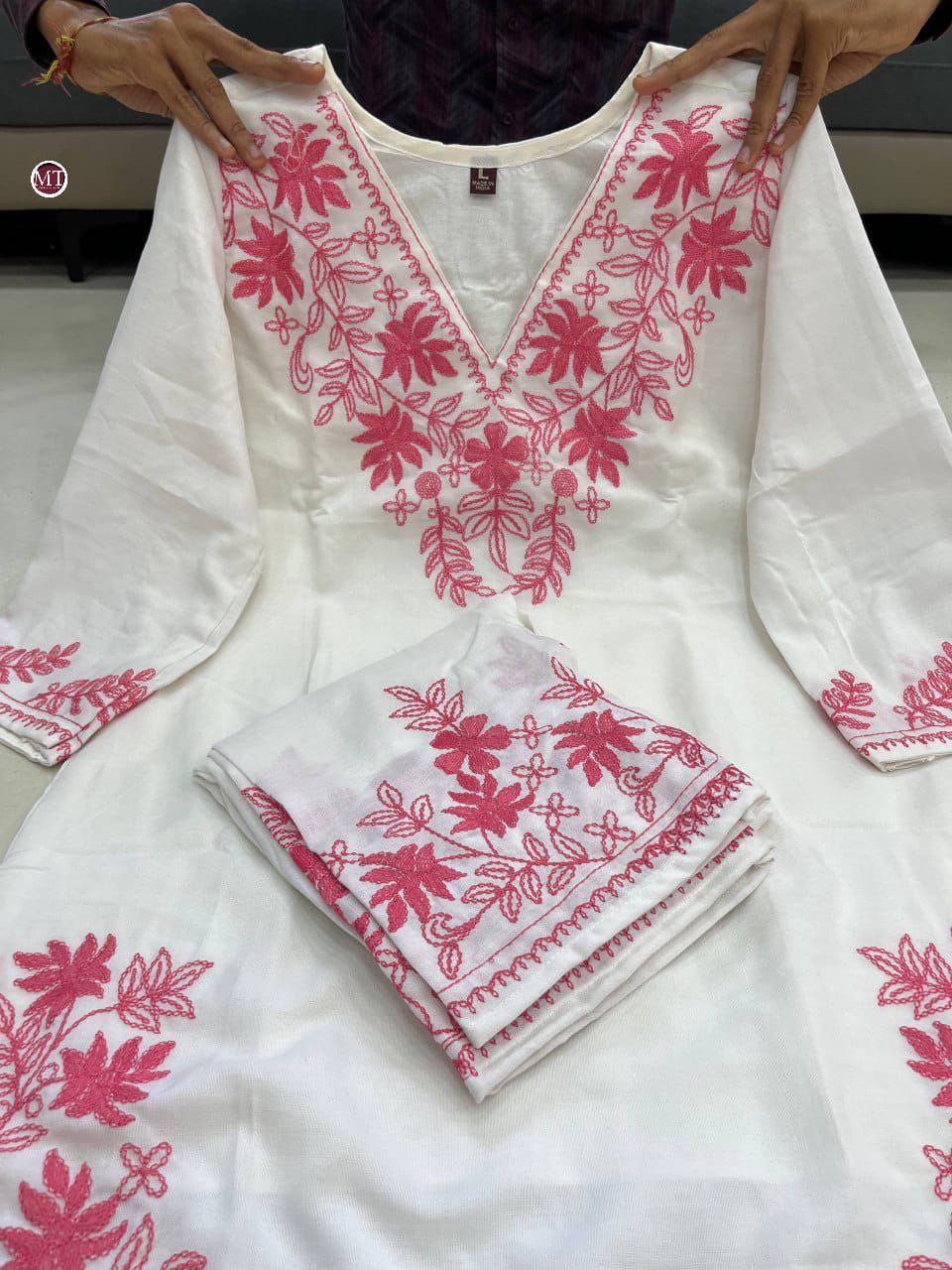 Designer Lilan Kurti Set β Full Embroidery Work | Ethnic Wear for Women