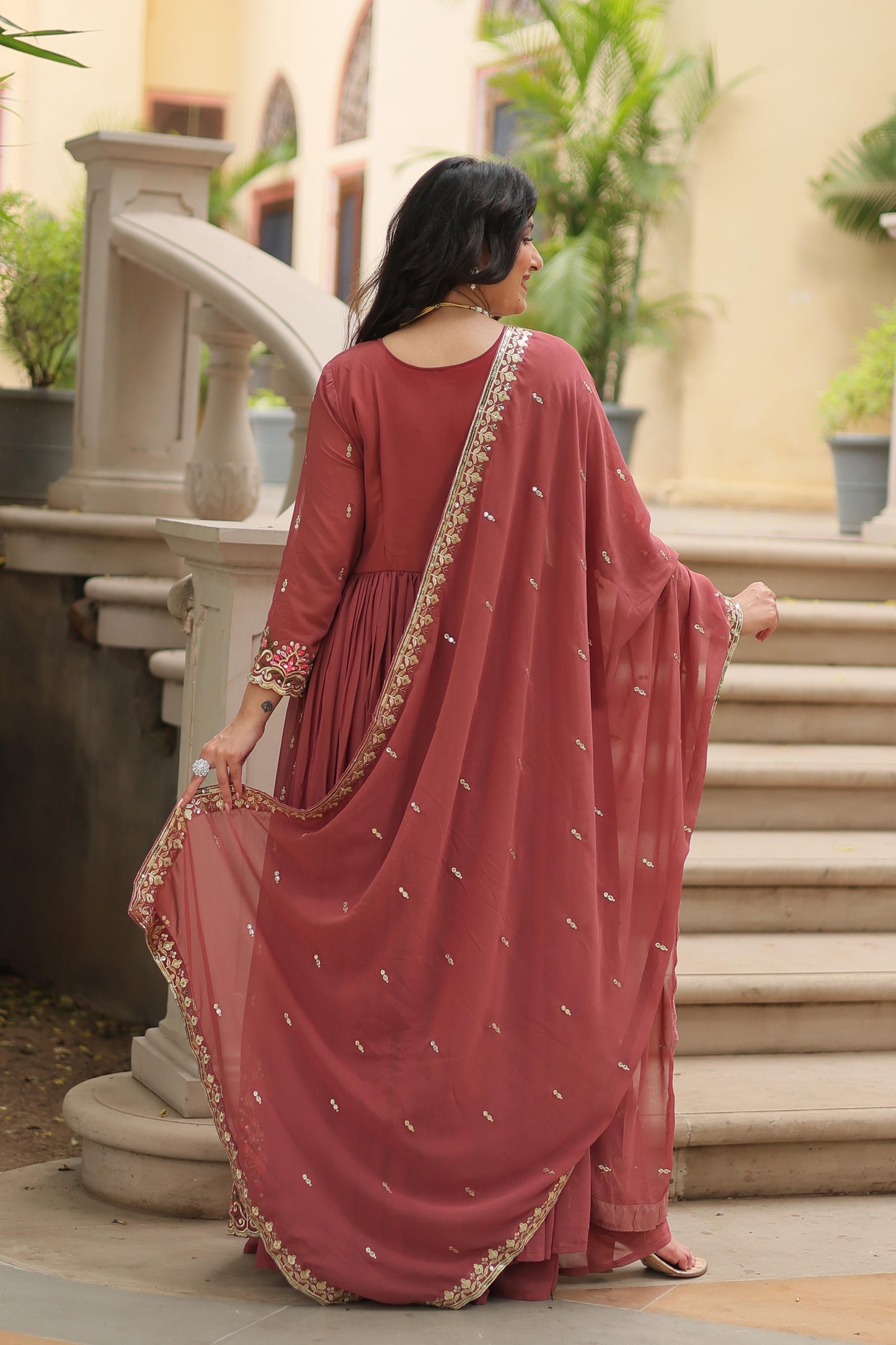 Classic Black Sequin-Embellished Sharara Suit with Net Dupatta