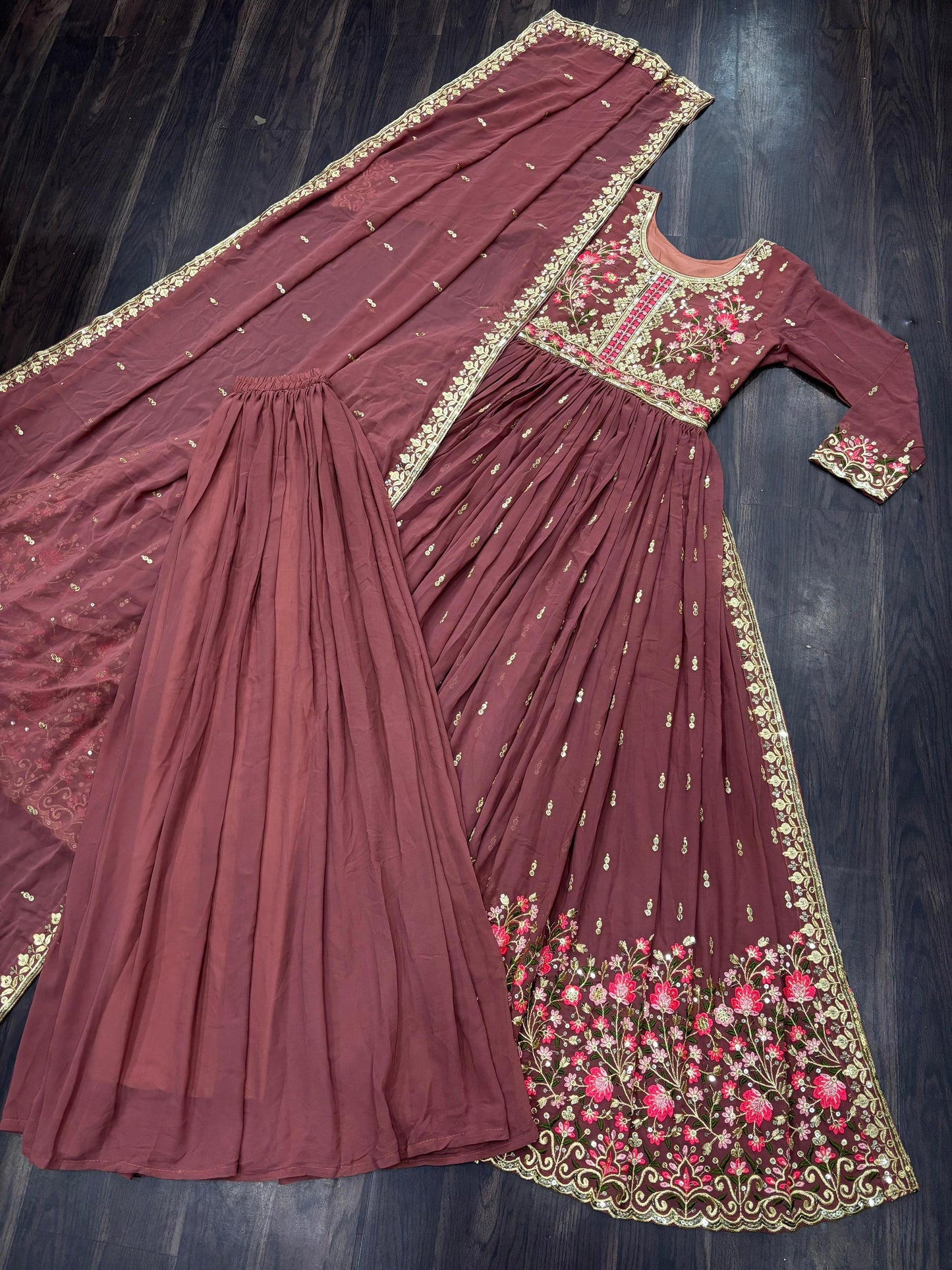 Classic Black Sequin-Embellished Sharara Suit with Net Dupatta