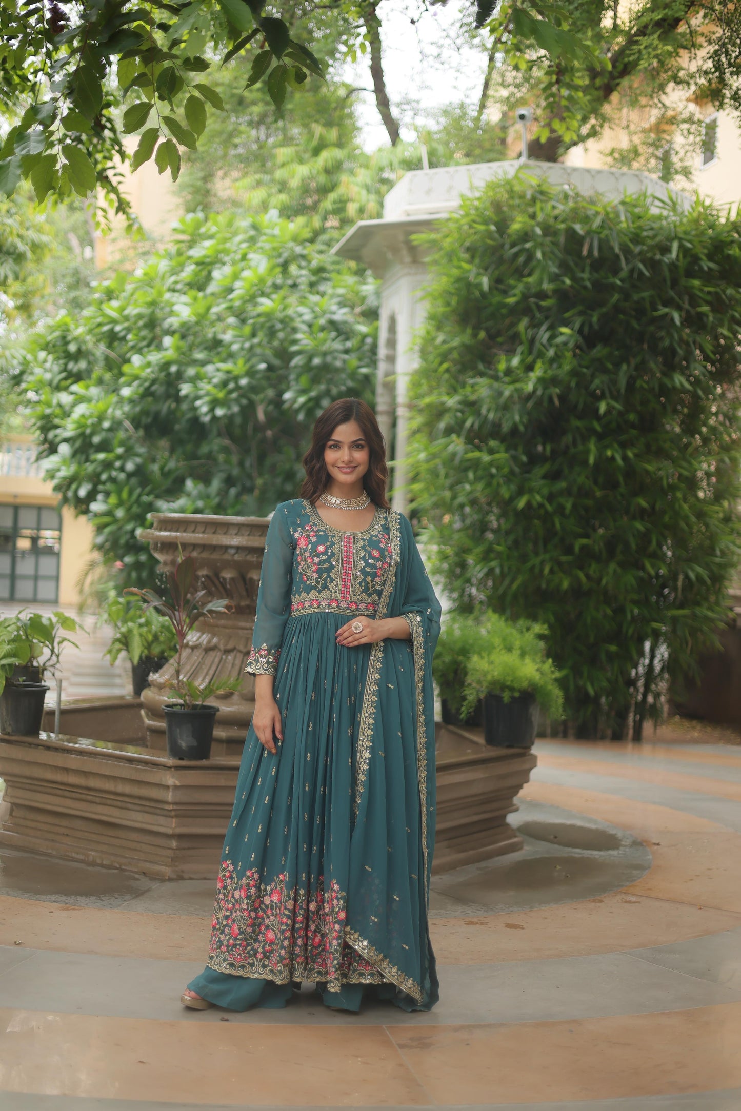 Classic Black Sequin-Embellished Sharara Suit with Net Dupatta