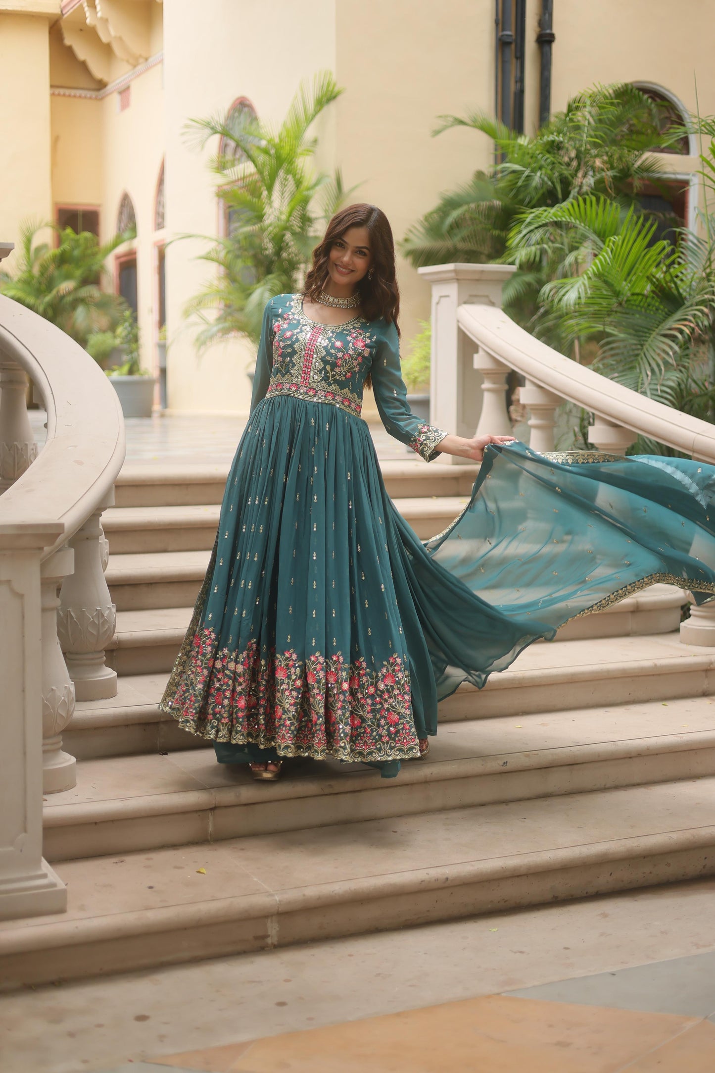 Classic Black Sequin-Embellished Sharara Suit with Net Dupatta