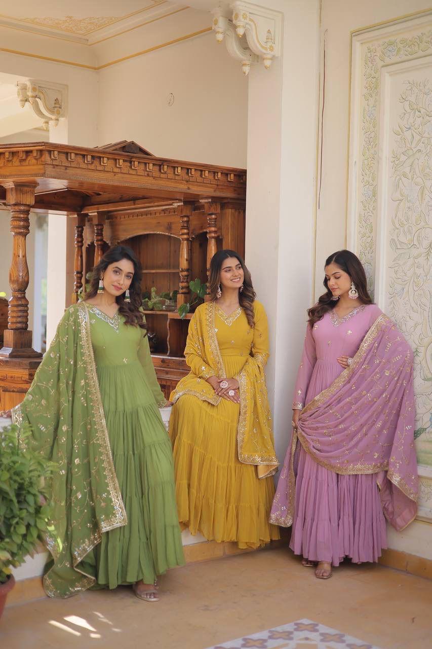 Royal Charm: Premium Gowns Paired with Dupattas
