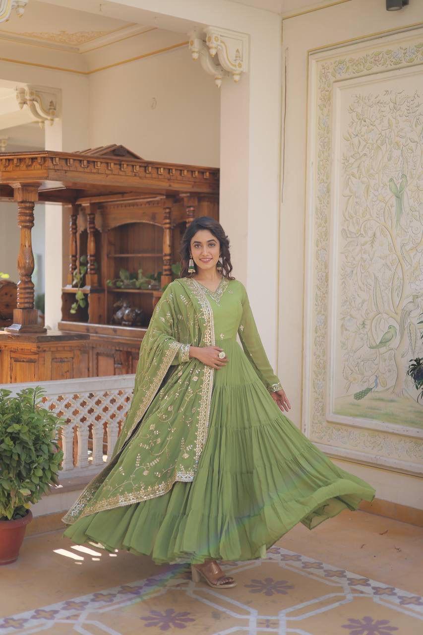 Royal Charm: Premium Gowns Paired with Dupattas