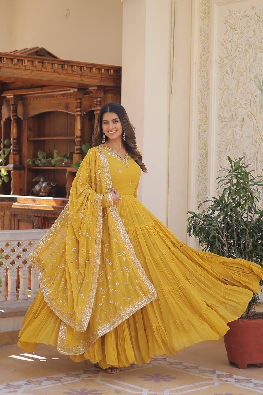 Royal Charm: Premium Gowns Paired with Dupattas