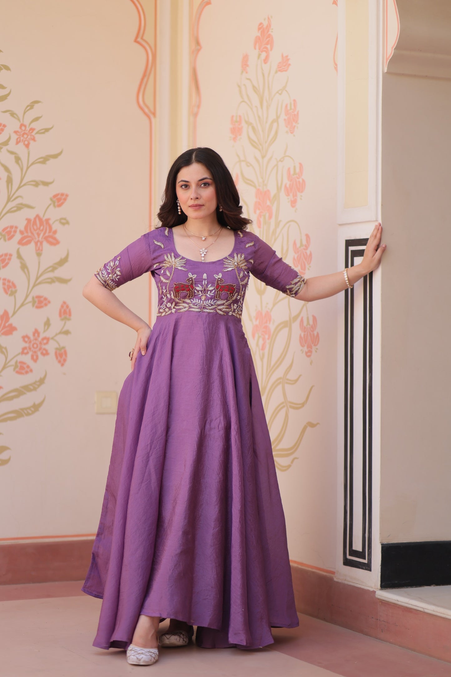 Royal Blue Velvet Embellished Designer Gown