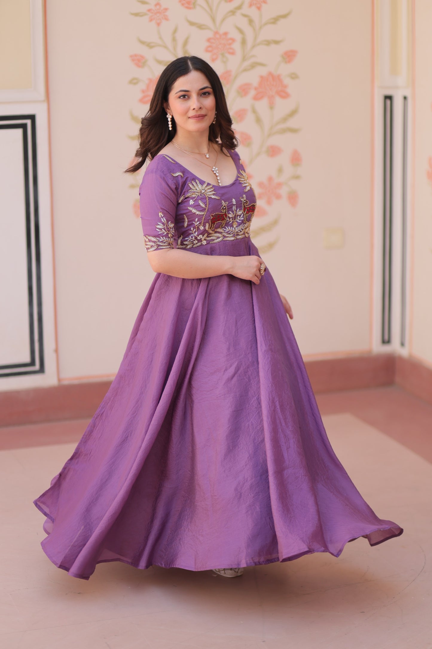 Royal Blue Velvet Embellished Designer Gown