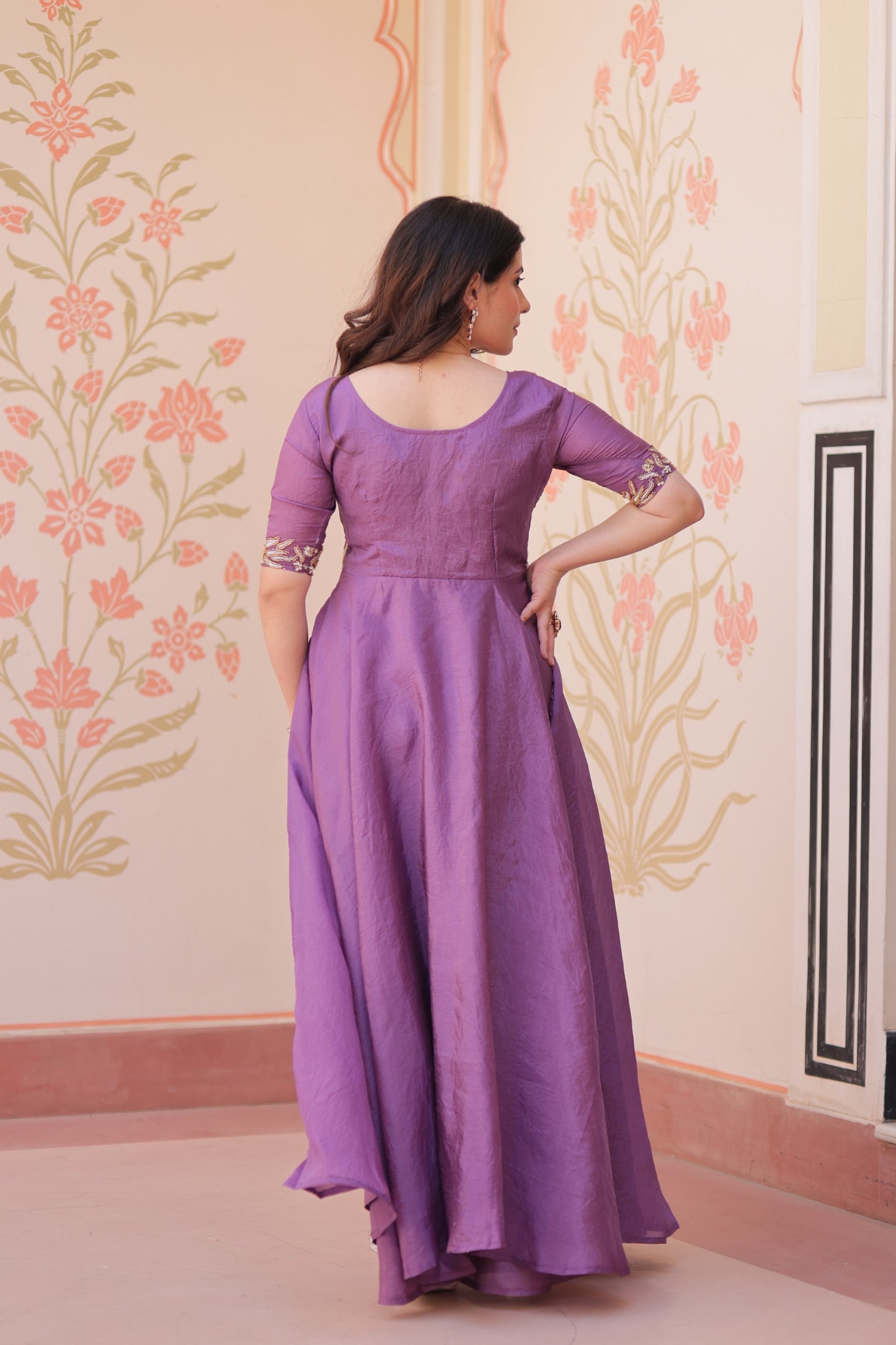 Royal Blue Velvet Embellished Designer Gown