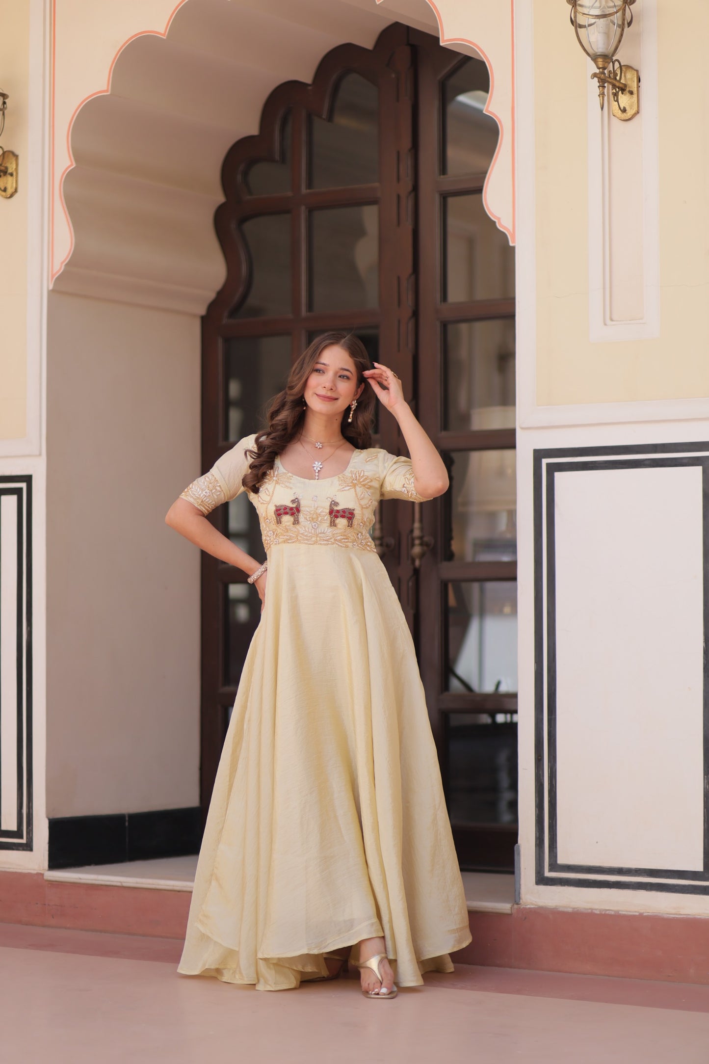 Royal Blue Velvet Embellished Designer Gown