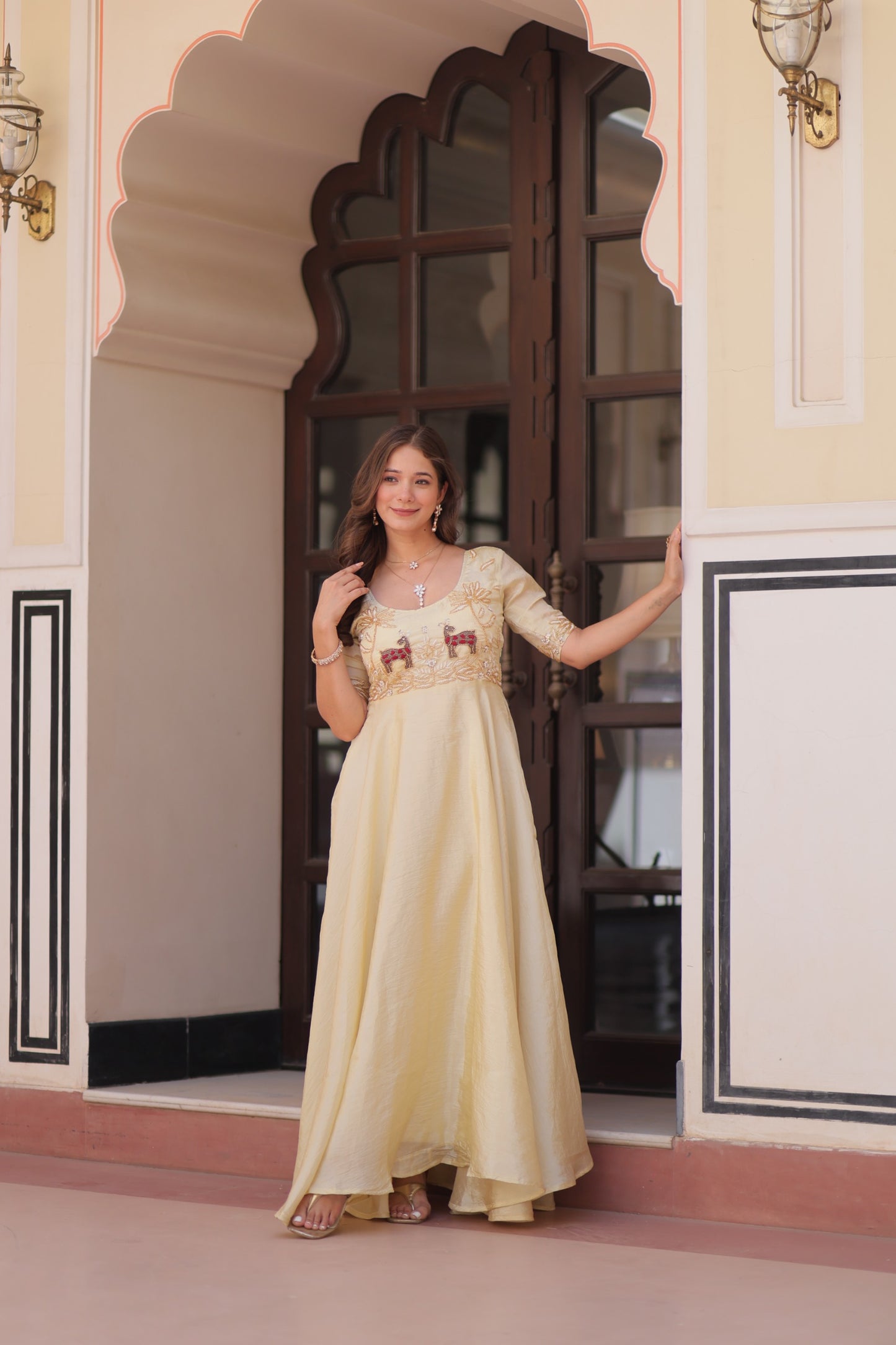 Royal Blue Velvet Embellished Designer Gown