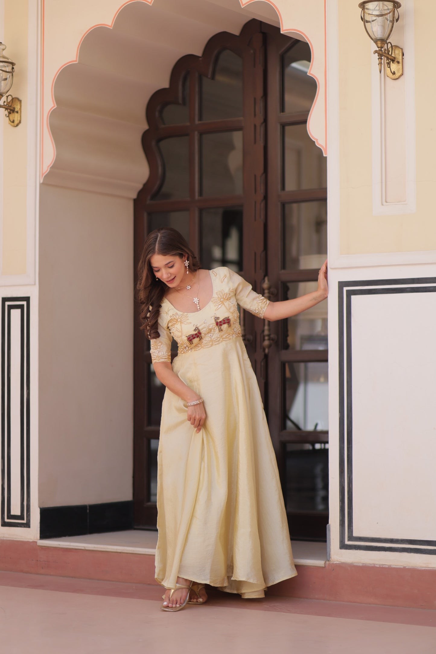 Royal Blue Velvet Embellished Designer Gown