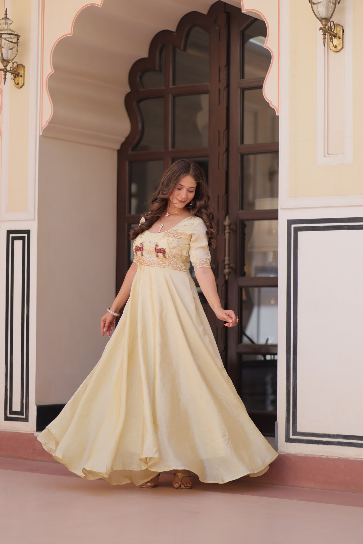 Royal Blue Velvet Embellished Designer Gown