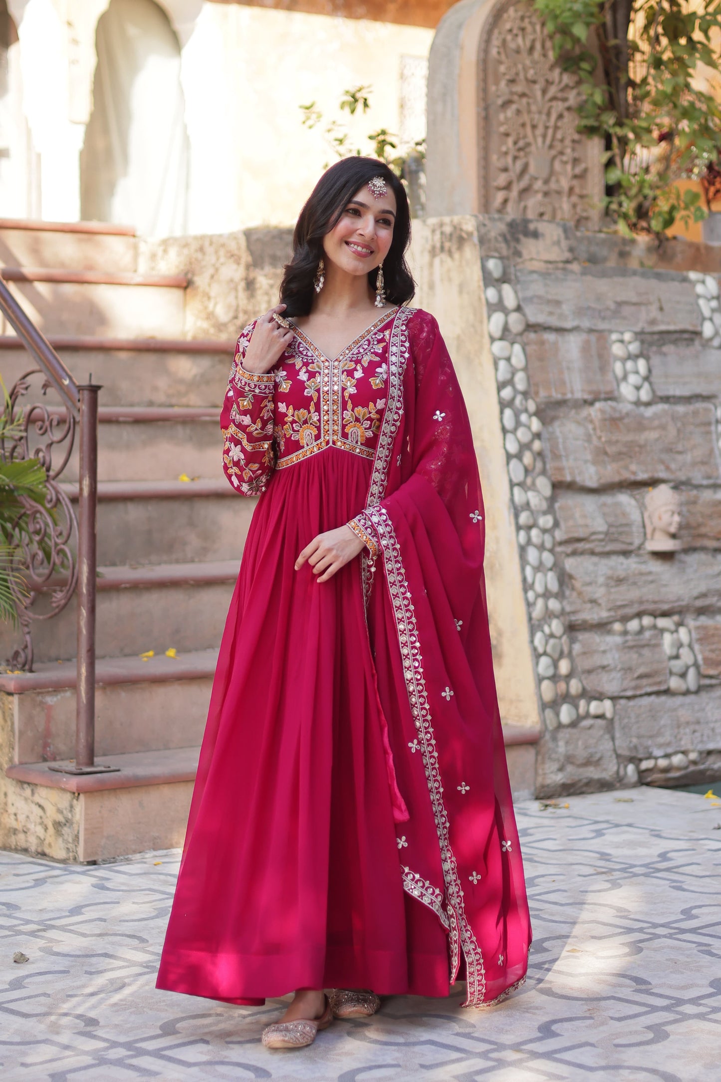 Eleganza β Premium Party Gown with Round Neck