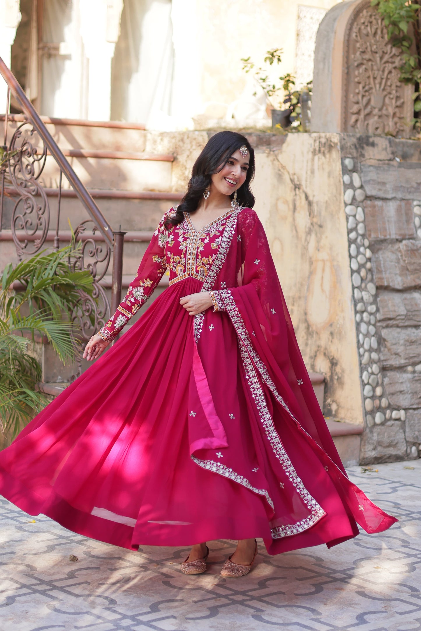 Eleganza β Premium Party Gown with Round Neck