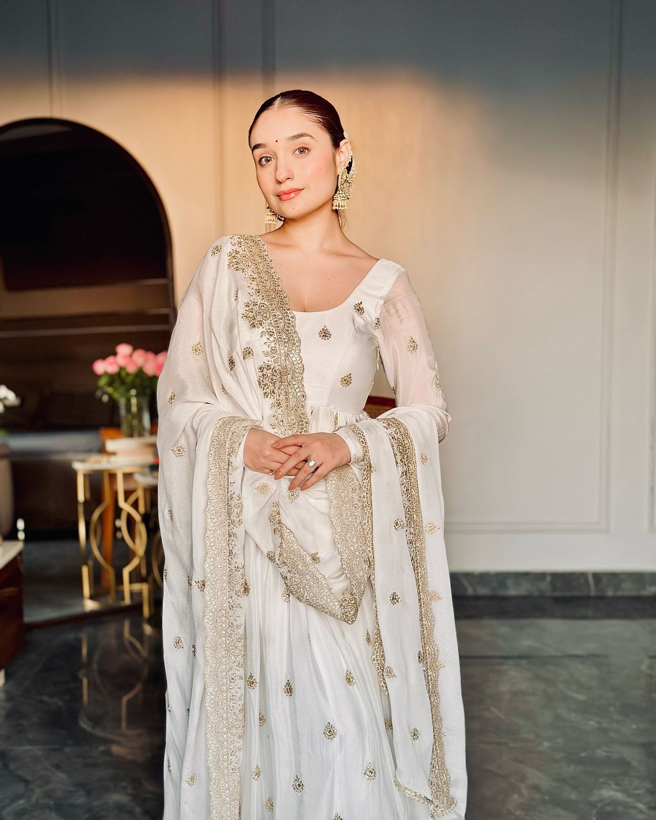Designer Chinon Silk Gown Pant Dupatta Set | New Festive Collection