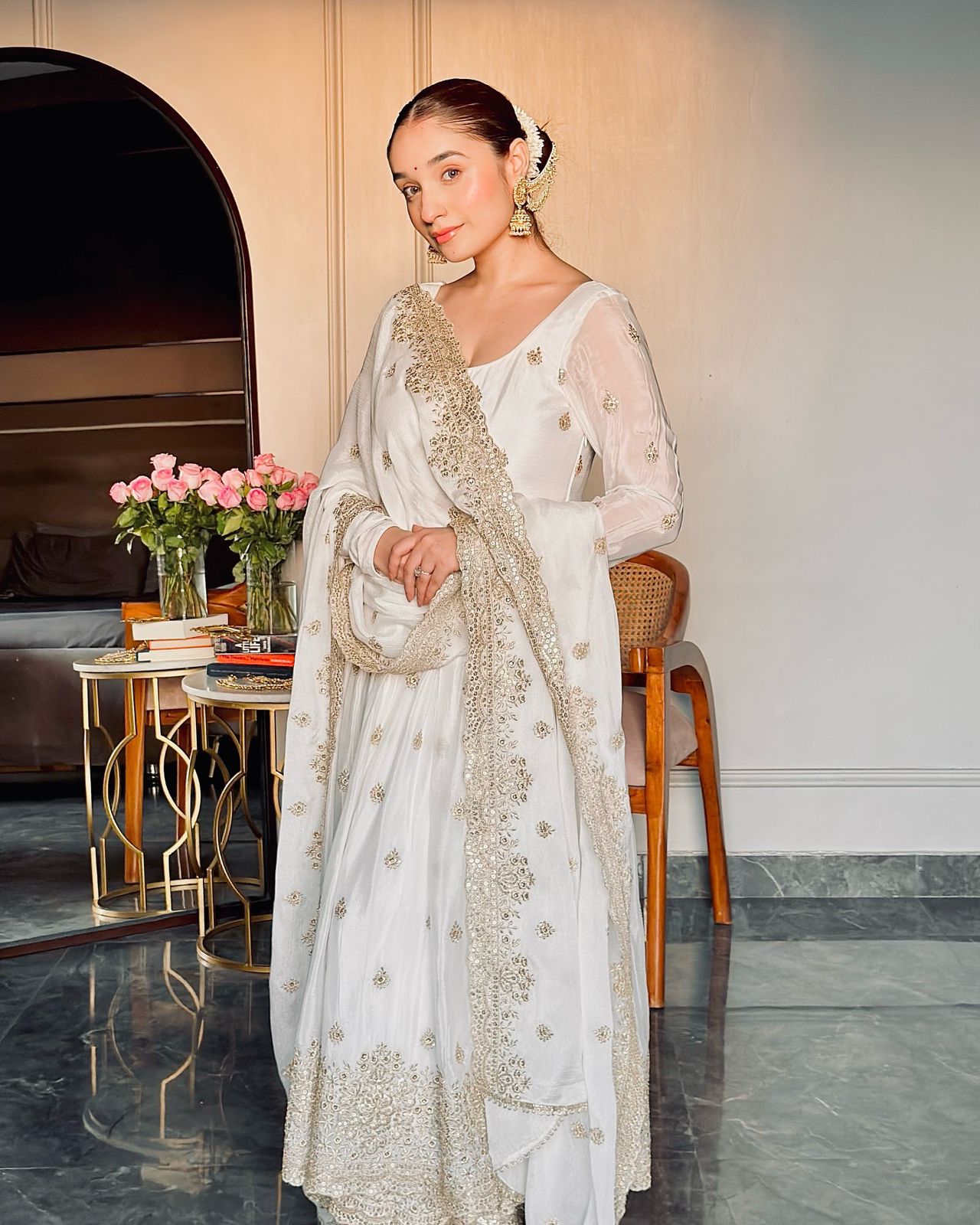 Designer Chinon Silk Gown Pant Dupatta Set | New Festive Collection