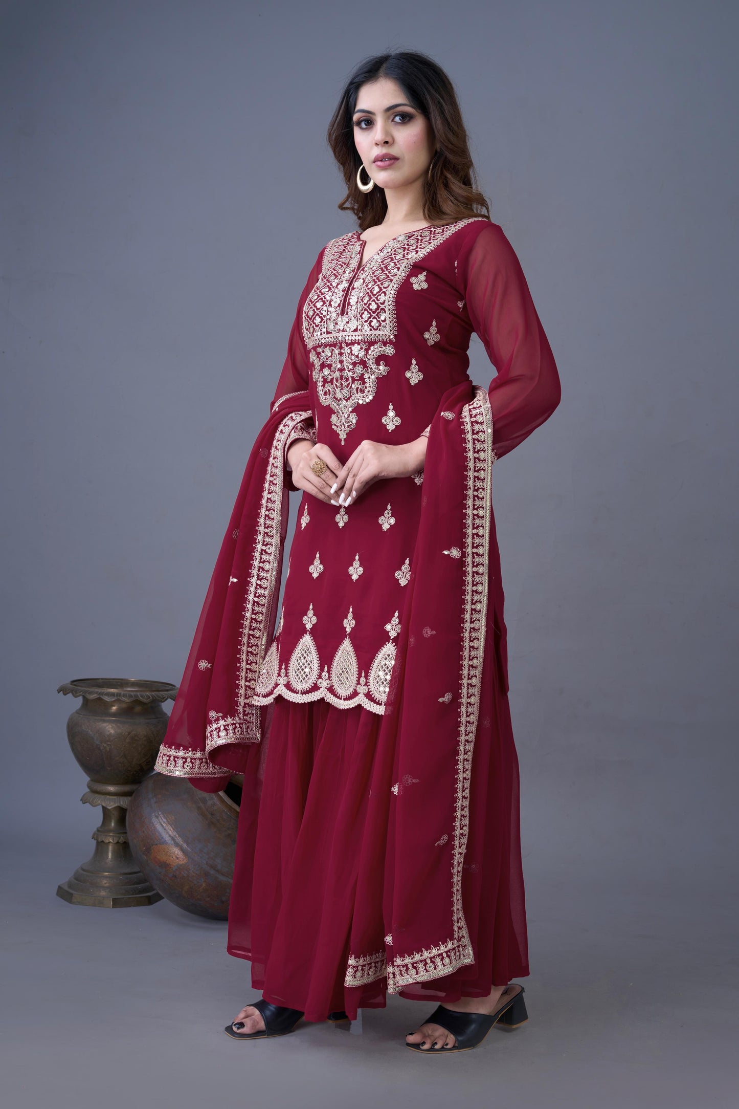 Festive Special: Embroidered Designer Sharara Set with Dupatta