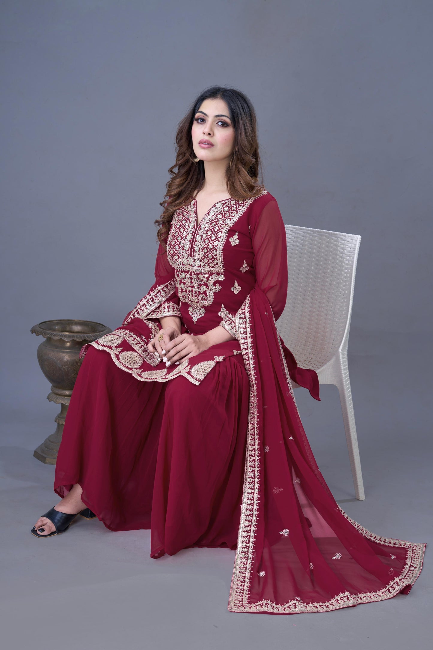 Festive Special: Embroidered Designer Sharara Set with Dupatta
