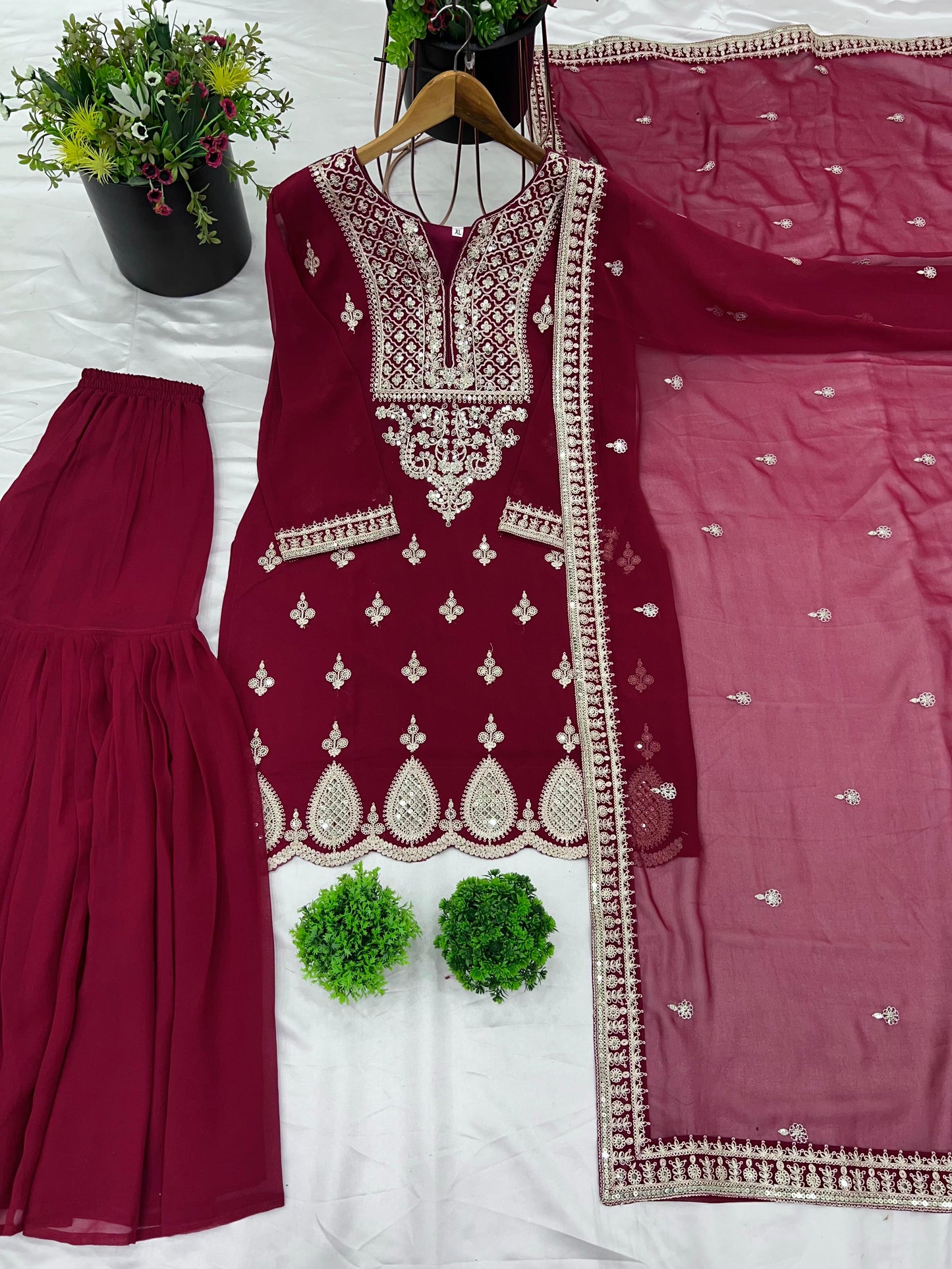 Festive Special: Embroidered Designer Sharara Set with Dupatta