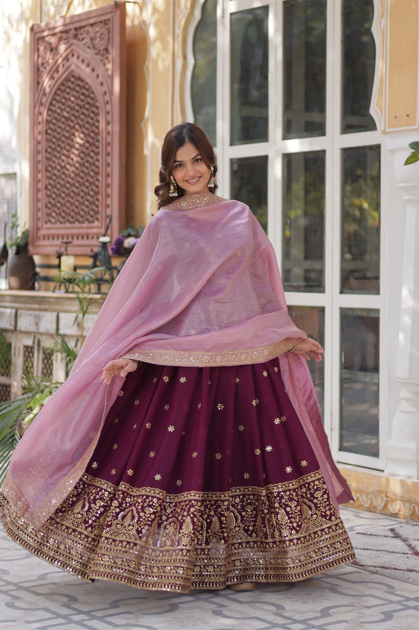 star georgette with embroidery zari sequins-work maroon colors