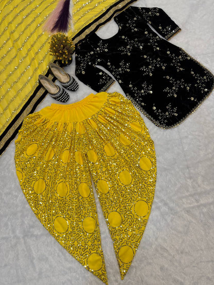 Royal Designer Dhoti Salwar Set with Fancy Top & Dupatta