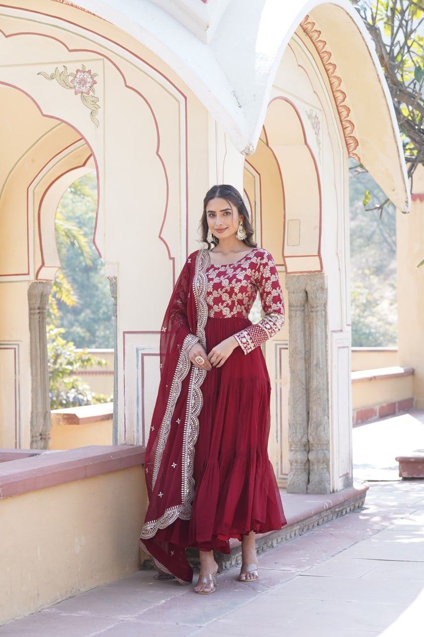 Luxury Faux Blooming Jacquard with Sequin Embroidery, Viscose Designer Fabric by the Meter