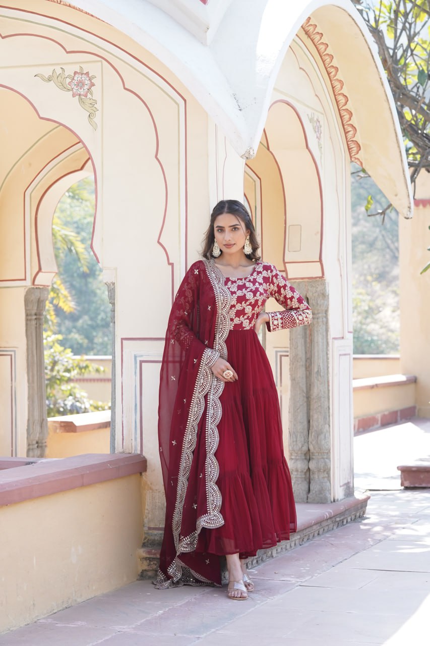 Luxury Faux Blooming Jacquard with Sequin Embroidery, Viscose Designer Fabric by the Meter