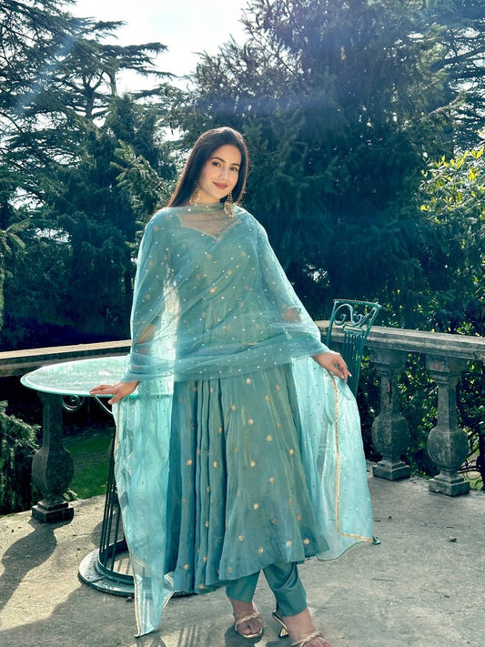 Fully Stitched Embroidered Gown – Ready to Wear