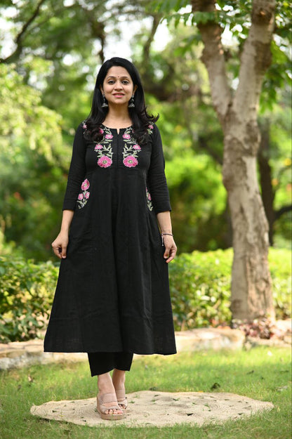 Premium Embroidered Kurti with Dual Side Pockets