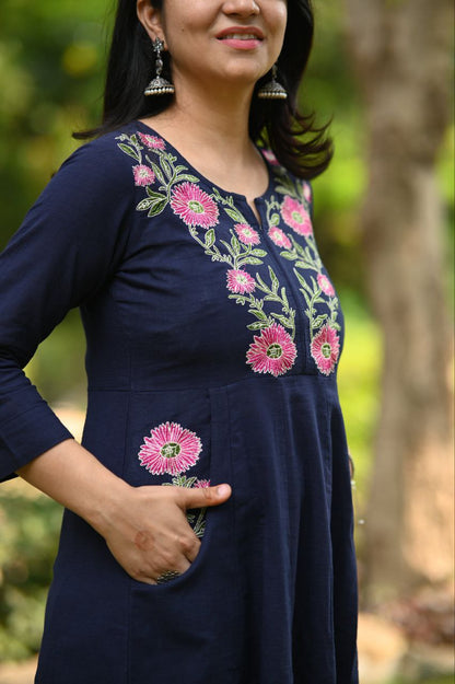 Premium Embroidered Kurti with Dual Side Pockets