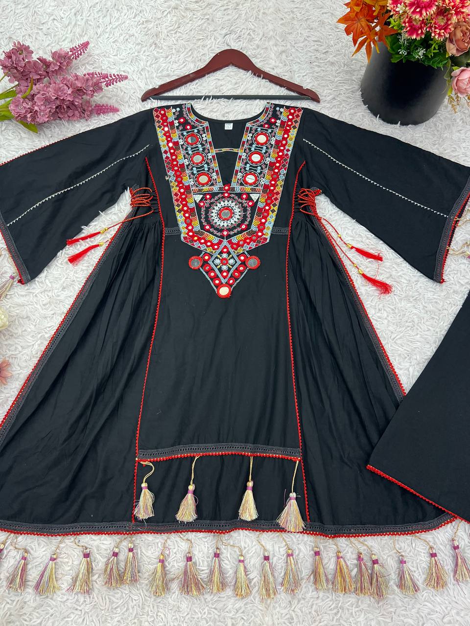 Black Color Pure Khadi Cotton Kurta With Pant Set