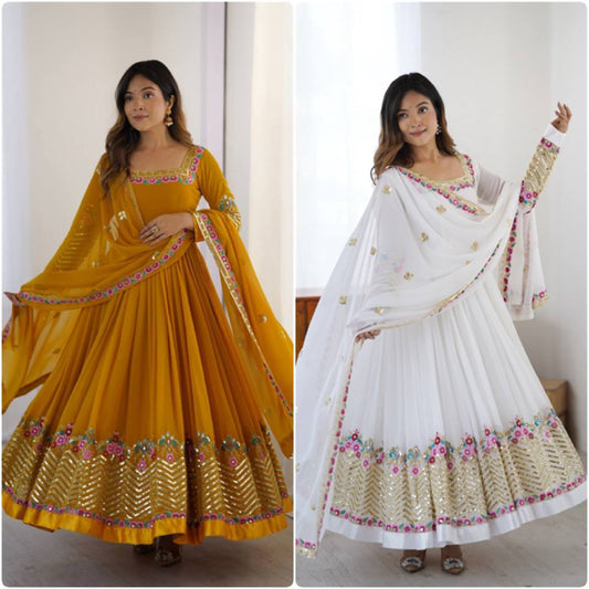 New Latest Aliya Cut Embroidered Sequin Designer Anarkali Suit Set