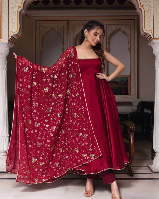 Stylish Party Wear Gown Set – Designer Look with Dupatta