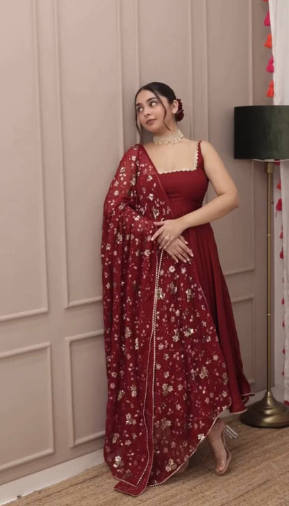 Stylish Party Wear Gown Set – Designer Look with Dupatta
