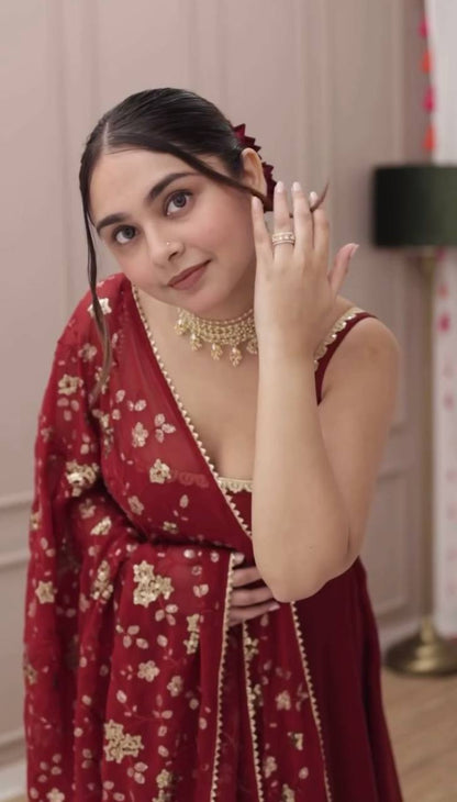 Stylish Party Wear Gown Set – Designer Look with Dupatta