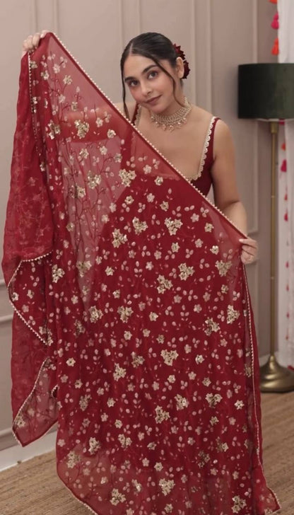 Stylish Party Wear Gown Set – Designer Look with Dupatta